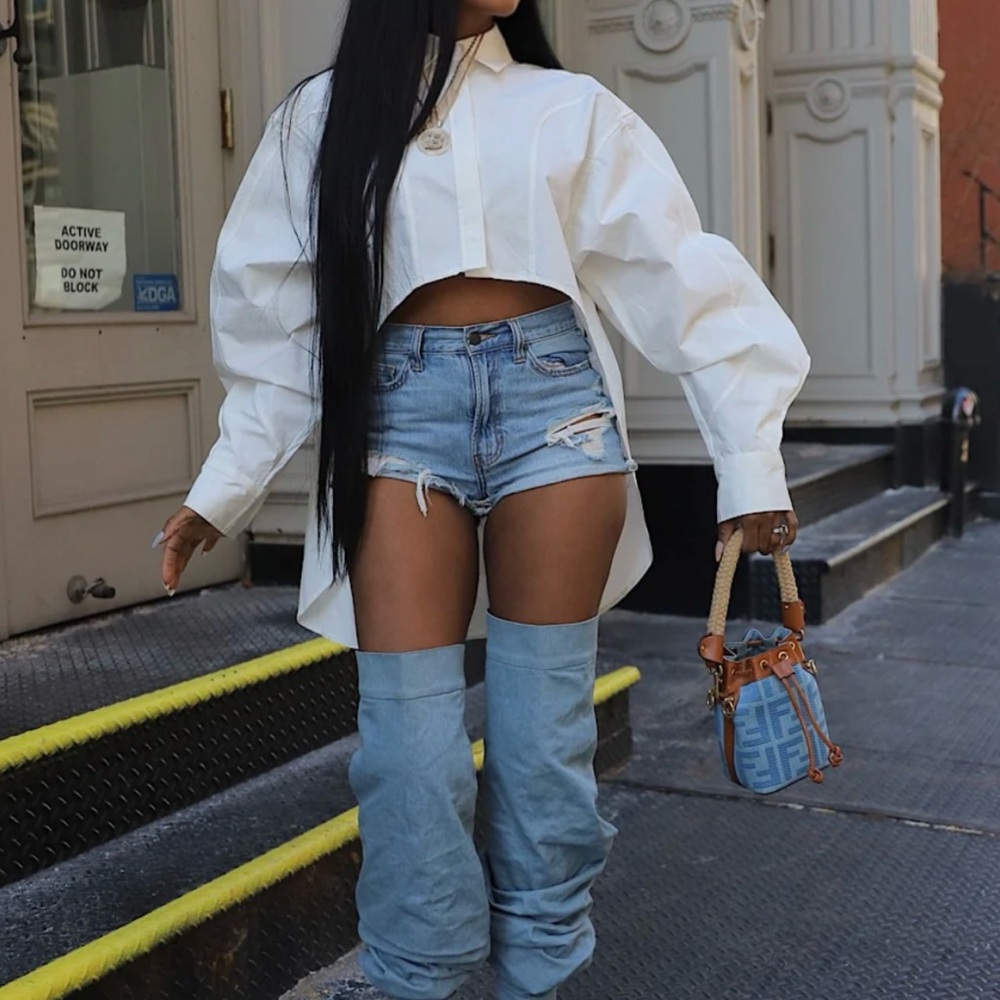 White hi low, long sleeve top